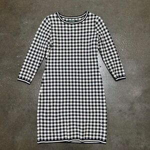 Lauren by Ralph Lauren Black Size Small Houndstooth Knit Dress